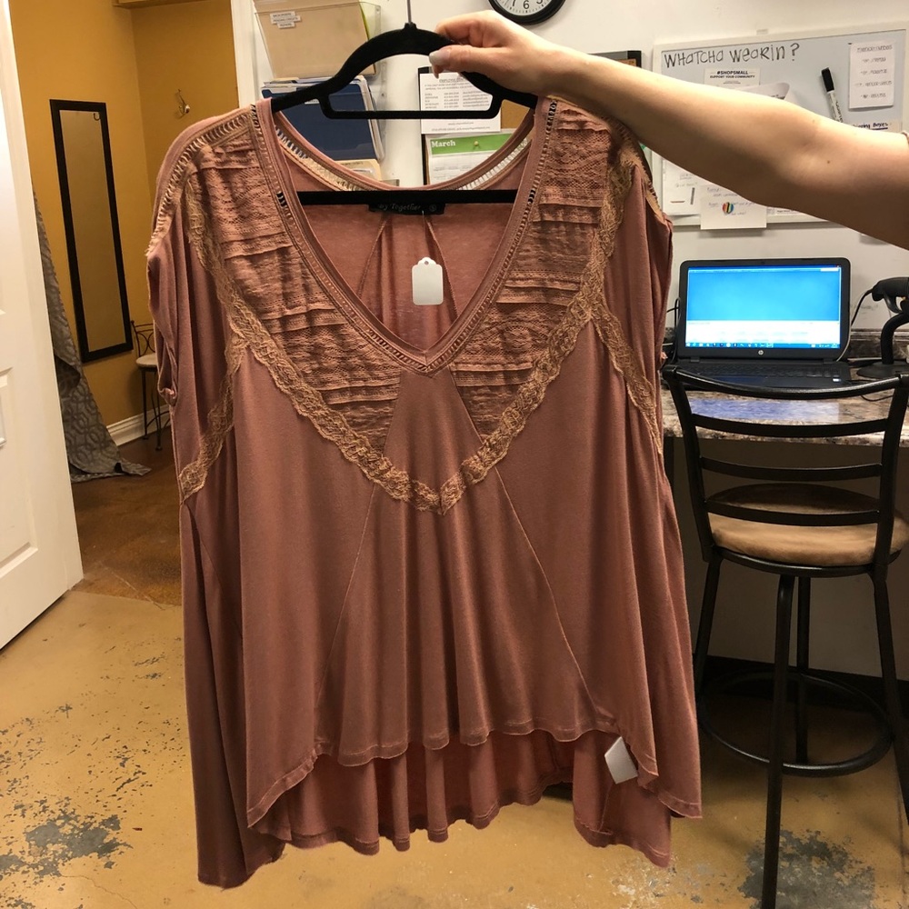By Together- short sleeved v neck shirt